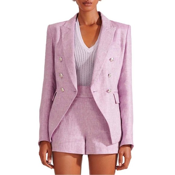 SOLD Veronica Beard Dickey Blazer Miller Lilac Purple Double Breasted Jacket - Picture 5 of 16